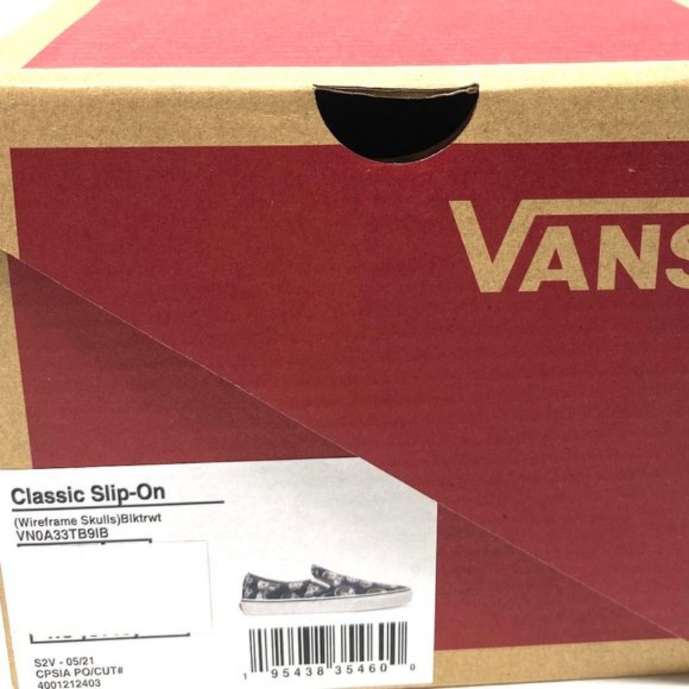 💖MEGA SALE💖VANS Men VN0A33TB9IB Classic Slip On Wireframe Skull Black - Picture 2 of 10
